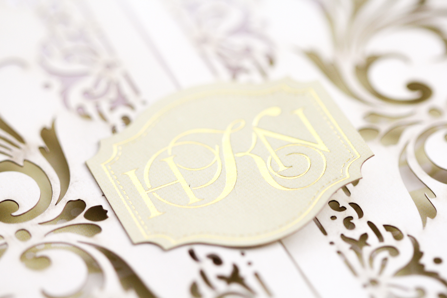 custom gold foil monogram in traditional style