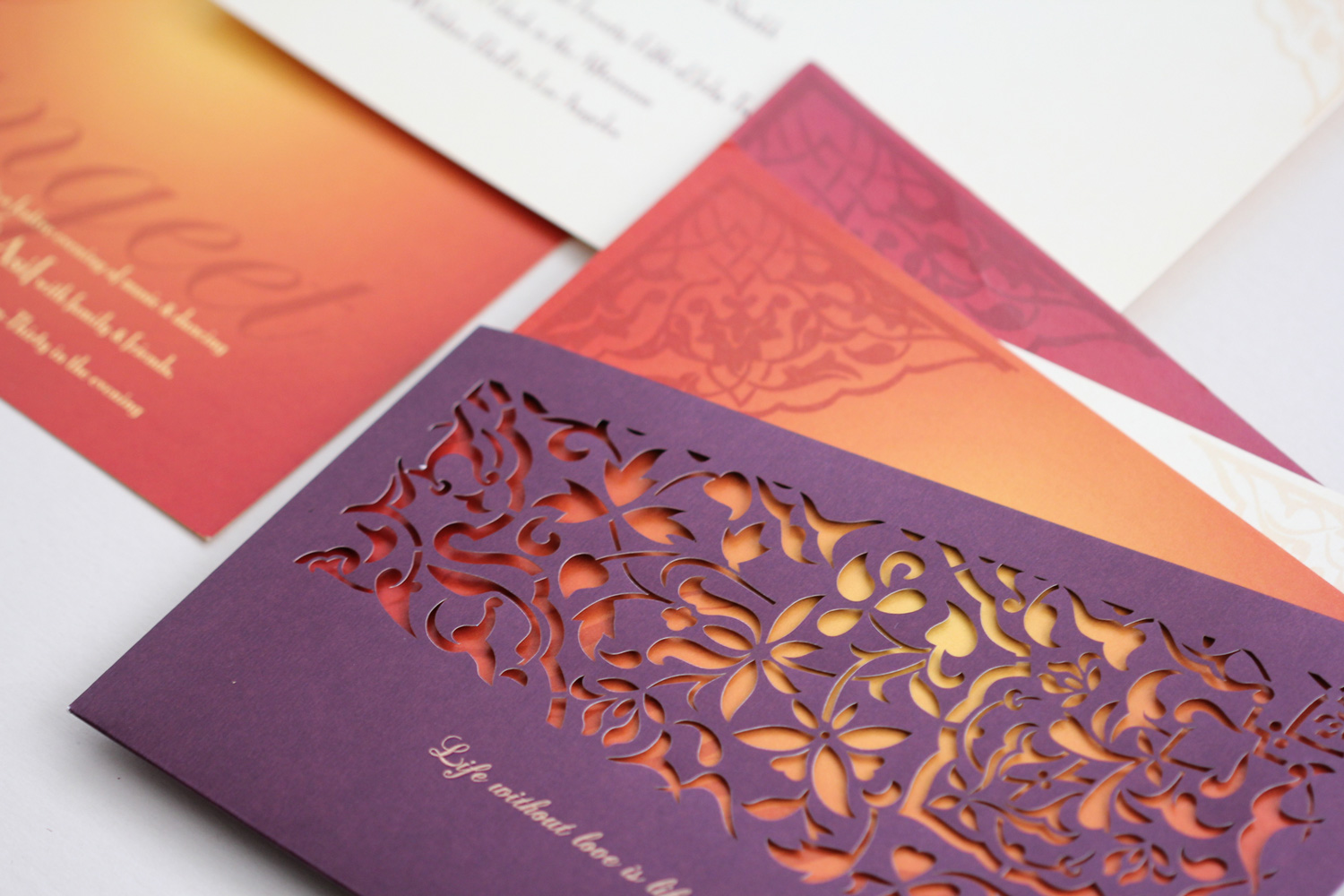 purple jali design invitation