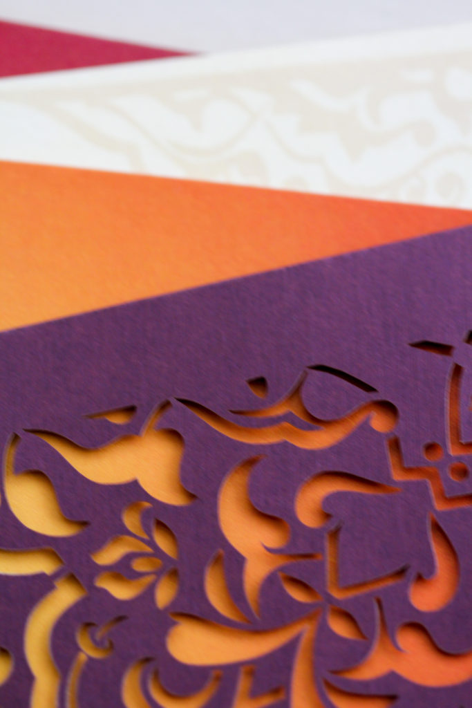 laser cut purple pocket with gold foil | AZURE