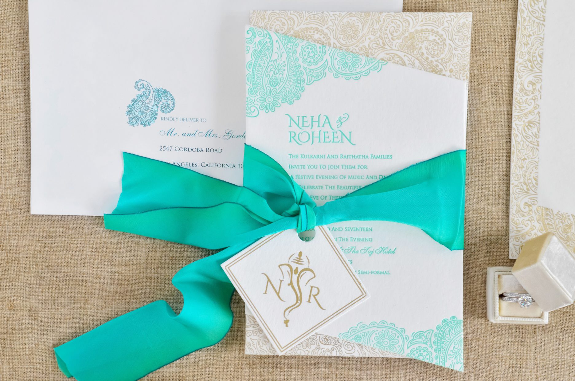 Letterpress & gold foil indian wedding invitation